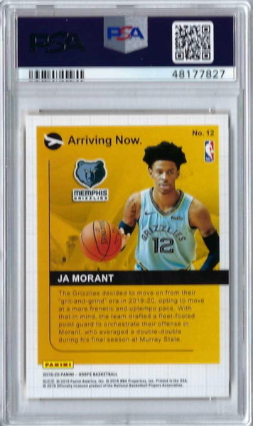 JA MORANT 2019 PANINI HOOPS ARRIVING NOW RC #12 PSA 10