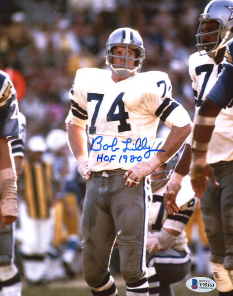 Bob Lilly Signed Dallas Cowboys 8x10 Photo Inscribed "HOF 1980" (Beckett COA)