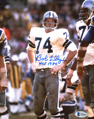 Bob Lilly Signed Dallas Cowboys 8x10 Photo Inscribed "HOF 1980" (Beckett COA)
